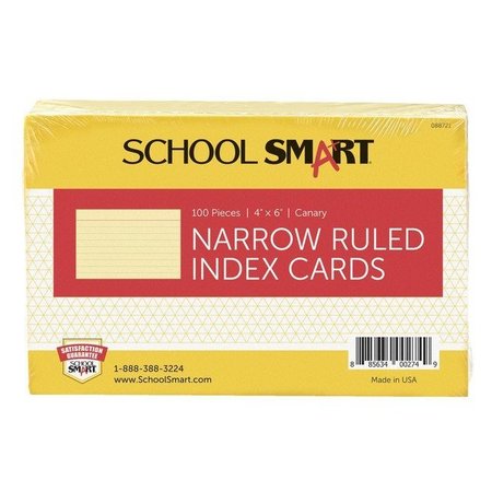 SCHOOL SMART CARDS INDEX 4X6 RULED CANARY PK OF 100 PK IND46CNRL